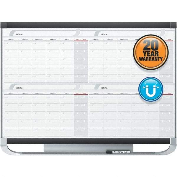 Quartet - 36" High x 48" Wide Magnetic Dry Erase Calendar - Fiberboard Frame, Includes Accessory Tray/Rail, Dry-Erase Marker & Mounting Kit - A1 Tooling