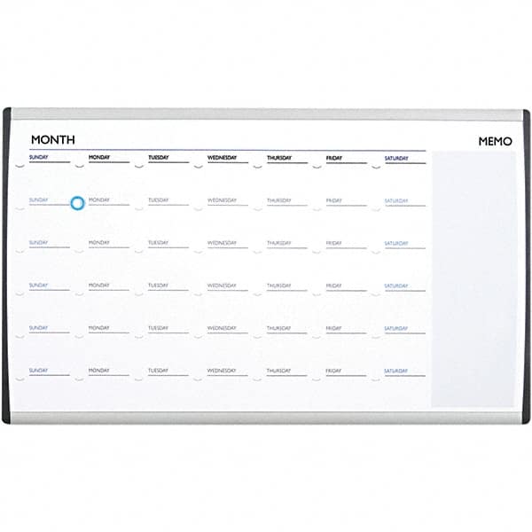 Quartet - 18" High x 30" Wide Magnetic Dry Erase Calendar - Steel, Includes Mounting Kit - A1 Tooling