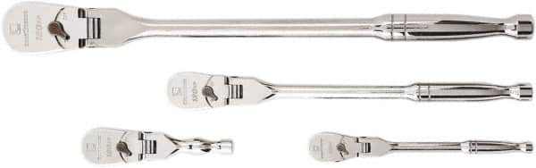 GearWrench - 1/4", 3/8" & 1/2" Drive Pear Head Ratchet Set - Full Polish Chrome Finish, Various Lengths, 60 Gear Teeth, Flex Handle, Flex Head - A1 Tooling