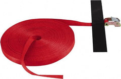 Snap-Loc - 100' Long x 1" Wide, 1,500 Lb Basket Capacity, Polyester & Steel Web Sling - Red, with Cambuckle Tie Down - A1 Tooling