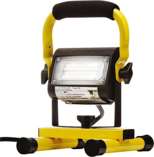 Probuilt Lighting - 120 Volt, 15 Watt, Electric, LED Portable Floor Work Light - 1,524mm Cord, 1 Head, Aluminum, 9" Long x 7" Wide x 6" High - A1 Tooling