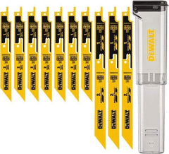 DeWALT - 10 Pieces, 6" to 9" Long x 0.04" Thickness, Bi-Metal Reciprocating Saw Blade Set - Straight Profile, 10-14 to 18 Teeth, Toothed Edge - A1 Tooling