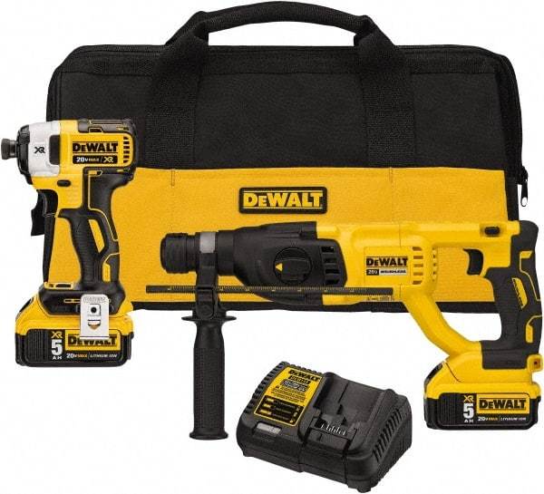 DeWALT - 20 Volt Cordless Tool Combination Kit - Includes 1/4" Brushless Impact Driver & SDS Plus Brushless Rotary Hammer, Lithium-Ion Battery Included - A1 Tooling