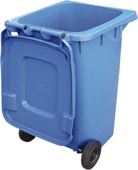 Vestil - 64 Gal Blue Rectangle Trash Can - Polyethylene, None Graphic, 39-15/16" High x 28-1/2" Long x 23-1/2" Wide, Lid Included - A1 Tooling