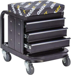 Omega Lift Equipment - 450 Lb Capacity, 4 Wheel Creeper Seat with Drawers - Steel, 18-1/4" Long x 18-7/8" High x 14" Wide - A1 Tooling