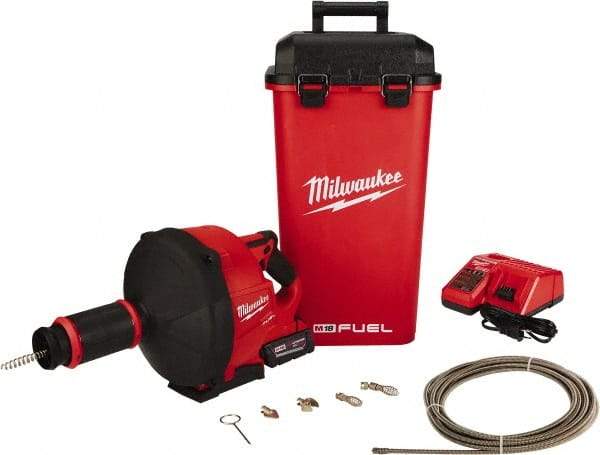 Milwaukee Tool - 18V Battery Battery Drain Cleaning Machine - For 3" Pipe, 35' Cable - A1 Tooling