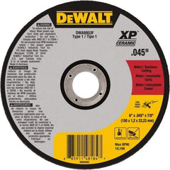 DeWALT - 6" Ceramic Cutoff Wheel - 0.045" Thick, 7/8" Arbor, 10,100 Max RPM, Use with Angle Grinders - A1 Tooling