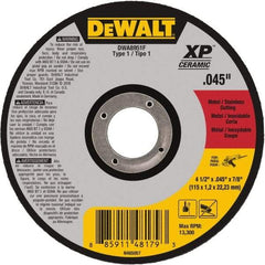 DeWALT - 4-1/2" Ceramic Cutoff Wheel - 0.045" Thick, 7/8" Arbor, 13,300 Max RPM, Use with Angle Grinders - A1 Tooling