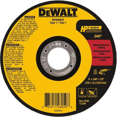 DeWALT - 5" Aluminum Oxide Cutoff Wheel - 0.04" Thick, 7/8" Arbor, 12,200 Max RPM, Use with Angle Grinders - A1 Tooling