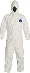 Disposable Coveralls: Size Large, 1.2 oz, Film Laminate, Zipper Closure White, Serged Seam, Elastic Cuff, Elastic Ankle, ISO Non-Cleanroom Class