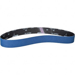 Norton - 2" Wide x 60" OAL, 220 Grit, Zirconia Alumina Abrasive Belt - Zirconia Alumina, Coated, X Weighted Cloth Backing - A1 Tooling