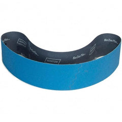 Norton - 4" Wide x 90" OAL, 80 Grit, Zirconia Alumina Abrasive Belt - Zirconia Alumina, Coated, X Weighted Cloth Backing - A1 Tooling