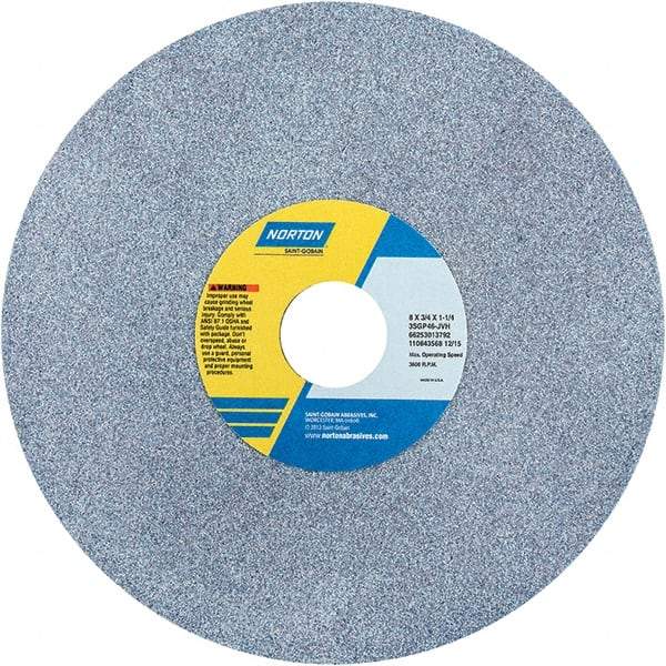 Norton - 8" Diam x 1-1/4" Hole x 3/4" Thick, J Hardness, 46 Grit Surface Grinding Wheel - Ceramic, Type 1, Coarse Grade, 3,600 Max RPM - A1 Tooling