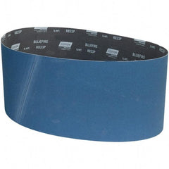 Norton - 9" Wide x 60" OAL, 220 Grit, Zirconia Alumina Abrasive Belt - Zirconia Alumina, Coated, X Weighted Cloth Backing - A1 Tooling