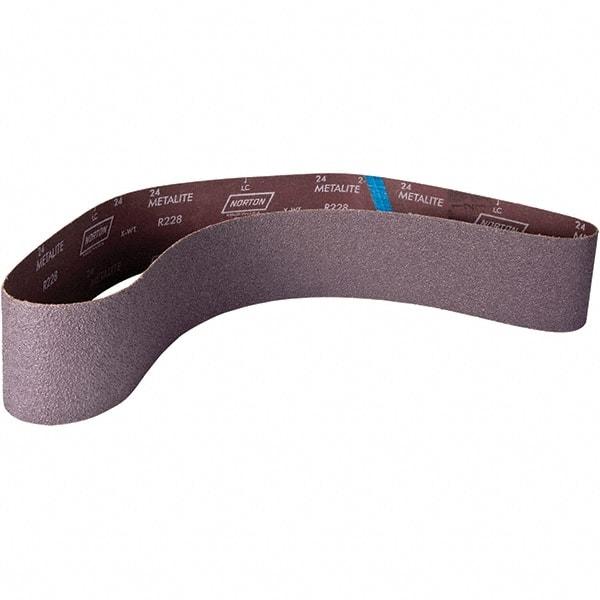 Norton - 4" Wide x 60" OAL, 60 Grit, Aluminum Oxide Abrasive Belt - Aluminum Oxide, Coated, X Weighted Cloth Backing - A1 Tooling