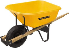 True Temper - 6 Cu Ft Capacity Wheelbarrow with 16" Pneumatic Wheel - Hardwood Handle, 60" Long x 30" Wide x 27" High, Yellow - A1 Tooling