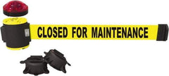 Banner Stakes - 7" High x 30' Long x 2" Wide Magnetic Wall Mount Barrier - Plastic & Polyester, Matte Finish, Yellow, Used As Is - A1 Tooling