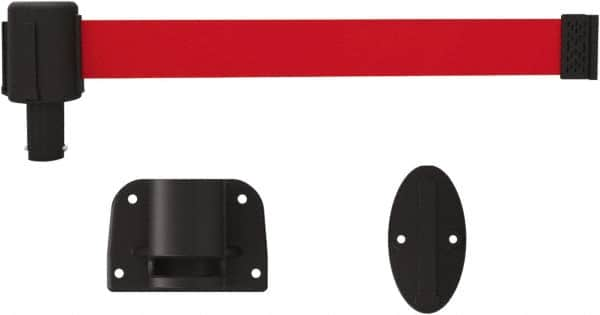 Banner Stakes - 6.61" High x 15' Long x 2" Wide Wall Mount Barrier - Plastic & Polyester, Matte Finish, Red, Used As Is - A1 Tooling