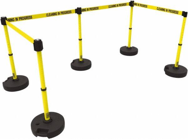 Banner Stakes - 42" High Plastic Pedestrian Barrier - 15' Long Rope - A1 Tooling