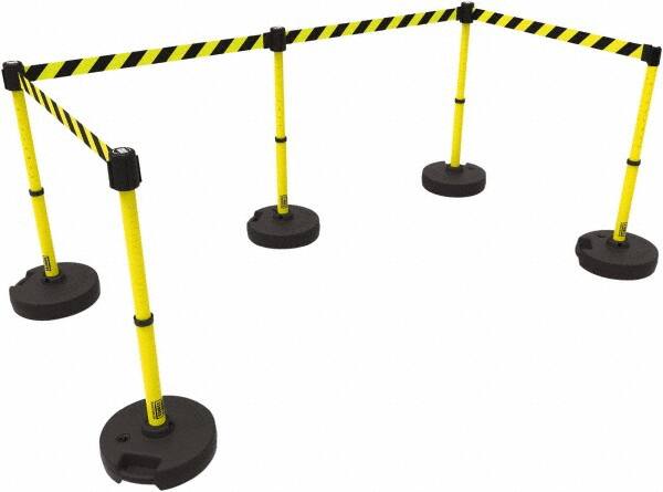 Banner Stakes - 42" High Plastic Pedestrian Barrier - 15' Long Rope - A1 Tooling