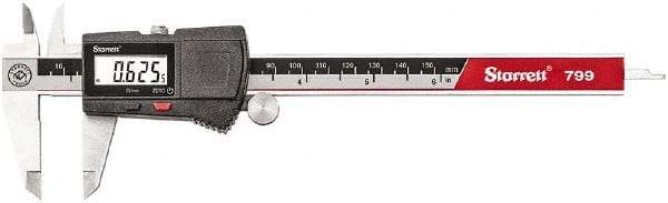 Starrett - 0 to 6" Range 0.0005" Resolution, Electronic Caliper - Stainless Steel with 2" Stainless Steel Jaws - A1 Tooling