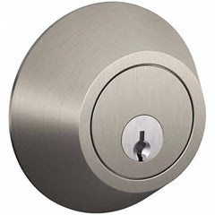 Schlage - 1-5/8 to 1-3/4" Door Thickness, Satin Chrome Finish, Single Cylinder Deadbolt - Exact Industrial Supply