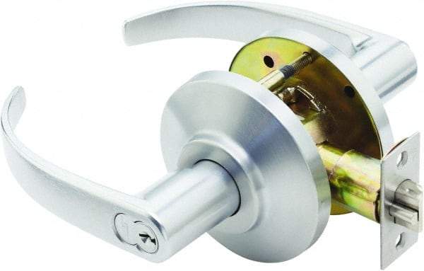 Stanley - Grade 2 Entry Lever Lockset for 1-3/8 to 2" Thick Doors - 2-3/4" Back Set, Best SFIC Cylinder, Brass, Satin Chrome Finish - A1 Tooling