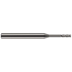 Corner Radius End Mill: 0.078″ Dia, 15/64″ LOC, 0.01″ Radius, 2 Flutes, Solid Carbide 2″ OAL, 1/8″ Shank Dia, 30 ° Helix, Bright/Uncoated, Corner Radius End