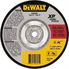 DeWALT - 7" Wheel Diam, 3/32" Wheel Thickness, 5/8" Arbor Hole, Type 27 Depressed Center Wheel - Fine/Coarse Grade, Ceramic, 8,700 Max RPM - A1 Tooling