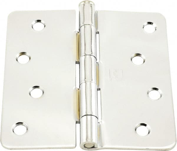 Hager - 4" Wide x 4" High 1/4 Radius Residential Hinge - Round Edge, Steel, Bright Chrome Finish - A1 Tooling