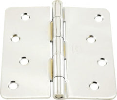 Hager - 4" Wide x 4" High 1/4 Radius Residential Hinge - Round Edge, Steel, Bright Chrome Finish - A1 Tooling