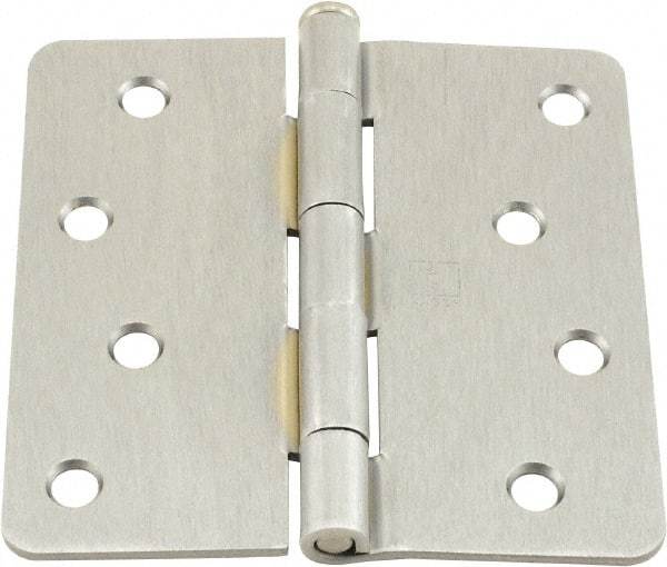 Hager - 4" Wide x 4" High 1/4 Radius Residential Hinge - Round Edge, Steel, Satin Chrome Finish - A1 Tooling