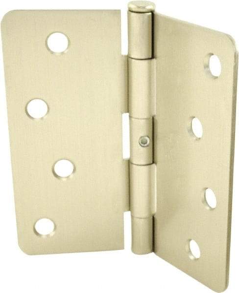 Hager - 4" Wide x 4" High 1/4 Radius Residential Hinge - Round Edge, Steel, Satin Nickel Finish - A1 Tooling