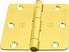 Hager - 3-1/2" Wide x 3-1/2" High 1/4 Radius Residential Hinge - Round Edge, Steel, Bright Brass Finish - A1 Tooling