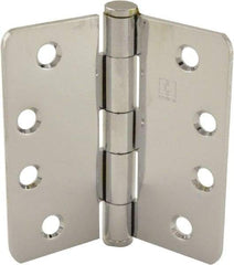 Hager - 4" Wide x 4" High 1/4 Radius Residential Hinge - Round Edge, Steel, Bright Chrome Finish - A1 Tooling