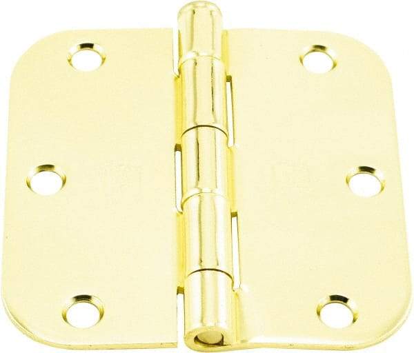 Hager - 3-1/2" Wide x 3-1/2" High 5/8 Radius Residential Hinge - Round Edge, Steel, Bright Brass Finish - A1 Tooling