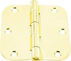 Hager - 3-1/2" Wide x 3-1/2" High 5/8 Radius Residential Hinge - Round Edge, Steel, Bright Brass Finish - A1 Tooling