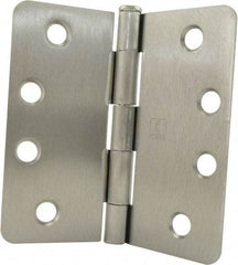 Hager - 4" Wide x 4" High 1/4 Radius Residential Hinge - Round Edge, Steel, Satin Chrome Finish - A1 Tooling