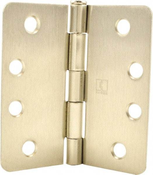 Hager - 4" Wide x 4" High 1/4 Radius Residential Hinge - Round Edge, Steel, Satin Nickel Finish - A1 Tooling