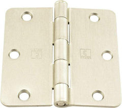 Hager - 3-1/2" Wide x 3-1/2" High 1/4 Radius Residential Hinge - Round Edge, Steel, Satin Nickel Finish - A1 Tooling