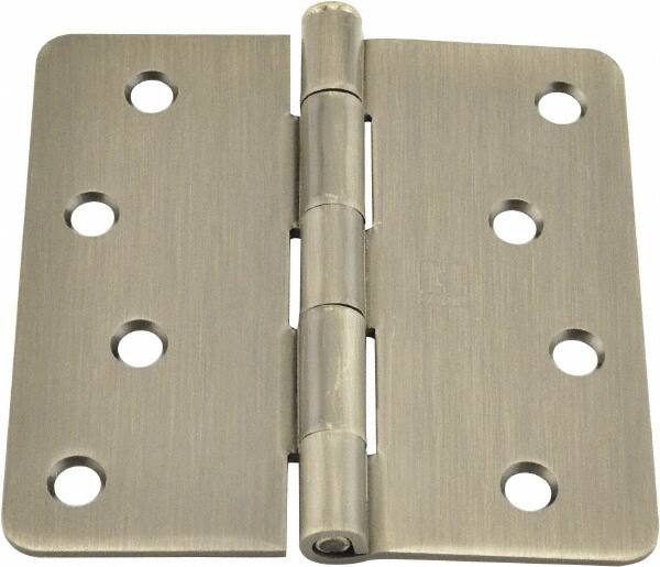 Hager - 4" Wide x 4" High 1/4 Radius Residential Hinge - Round Edge, Steel, Nickel Finish - A1 Tooling