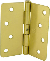 Hager - 4" Wide x 4" High 1/4 Radius Residential Hinge - Round Edge, Steel, Satin Brass Finish - A1 Tooling