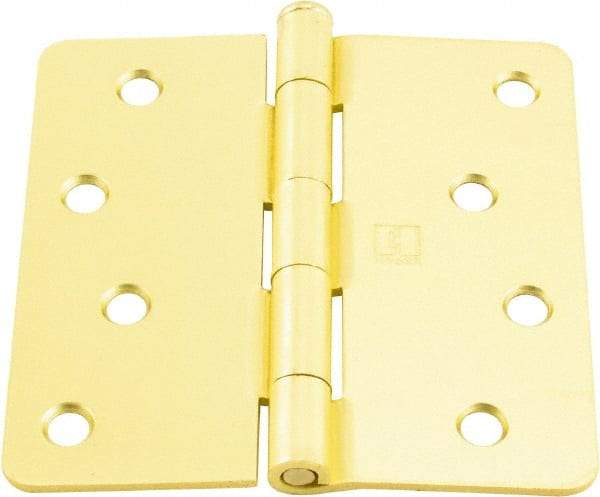 Hager - 4" Wide x 4" High 1/4 Radius Residential Hinge - Round Edge, Steel, Satin Brass Finish - A1 Tooling