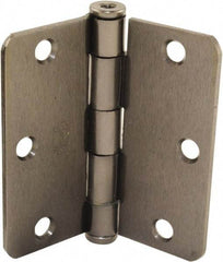 Hager - 3-1/2" Wide x 3-1/2" High Standard Weight Plain Bearing Residential Hinge - Round Edge, Steel, Black Nickel Finish - A1 Tooling