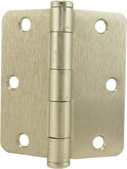 Hager - 3-1/2" Wide x 3-1/2" High Standard Weight Plain Bearing Residential Hinge - Round Edge, Steel, Satin Nickel Finish - A1 Tooling