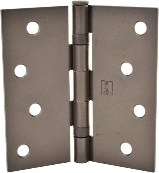 Hager - 4" Wide x 4" High Standard Weight Ball Bearing Residential Hinge - Square Edge, Steel, Matte Antique Bronze Finish - A1 Tooling