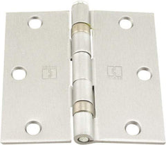 Hager - 3-1/2" Wide x 3-1/2" High Standard Weight Ball Bearing Residential Hinge - Square Edge, Steel, Satin Chrome Finish - A1 Tooling