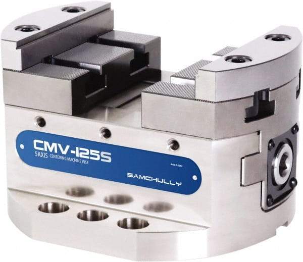 Samchully - 125mm Jaw Width, 125mm Max Jaw Opening, 125mm Throat Depth, Manual Precision Self Centering Vise - Steel, 7.87" OAL x 7.87" OAW x 3.1496" OAH - A1 Tooling