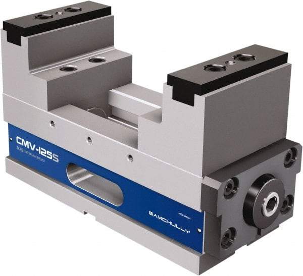 Samchully - 125mm Jaw Width, 210mm Max Jaw Opening, 125mm Throat Depth, Manual Precision Self Centering Vise - Steel, 13.07" OAL x 4.92" OAW x 7.2834" OAH - A1 Tooling