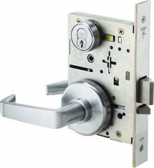 Stanley - Classroom Lever Lockset for 1-3/8 to 1-3/4" Thick Doors - 2-3/8 to 2-3/4" Back Set, Brass, Satin Chrome Finish - A1 Tooling